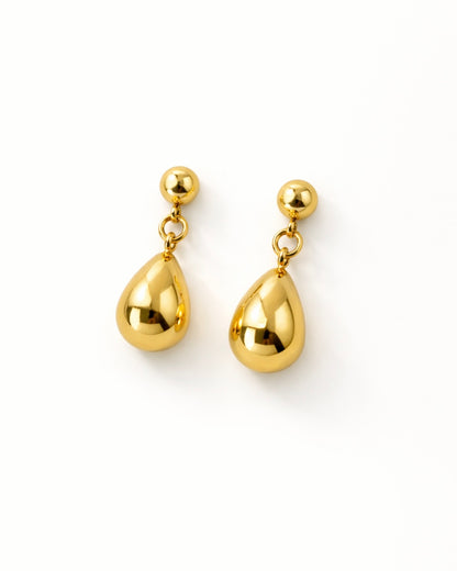 Classic Teardrop Drop Earrings – Gold Stainless Steel | Push Pin Lock