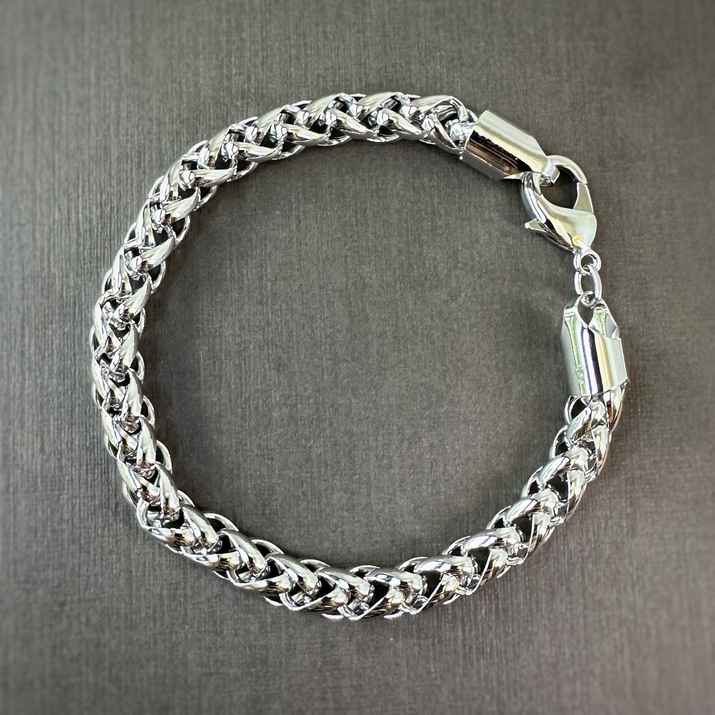 Chunky Woven Chain Bracelet in Whitegold Tone