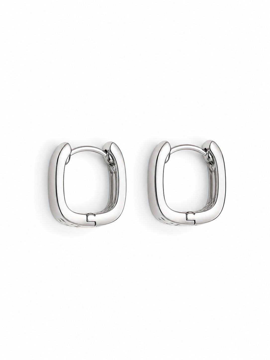 Quadro Hoops in White Gold Tone