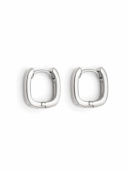 Quadro Hoops in White Gold Tone