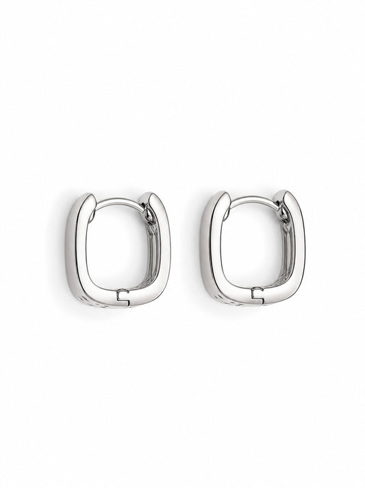 Quadro Hoops in White Gold Tone