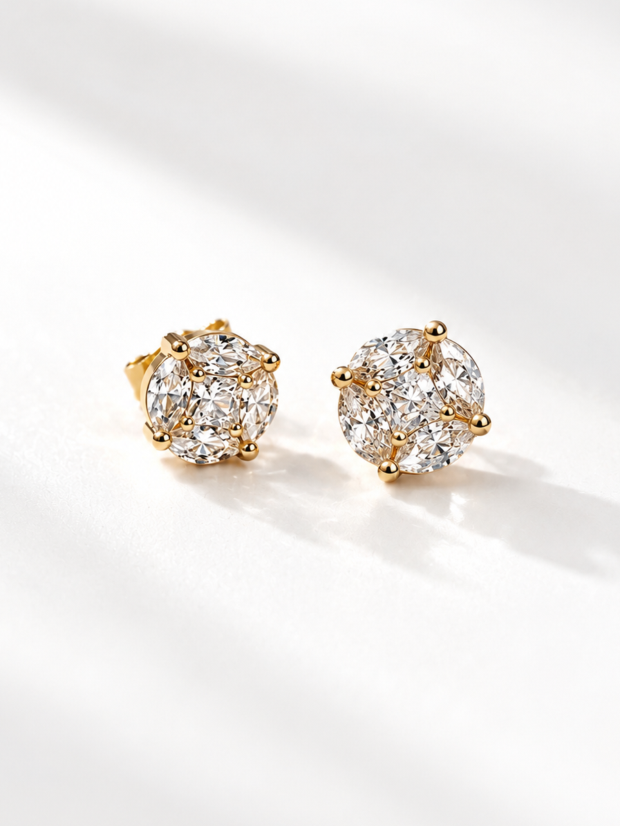 Classic Marquise Illusion Stud Earrings | Premium Zirconia