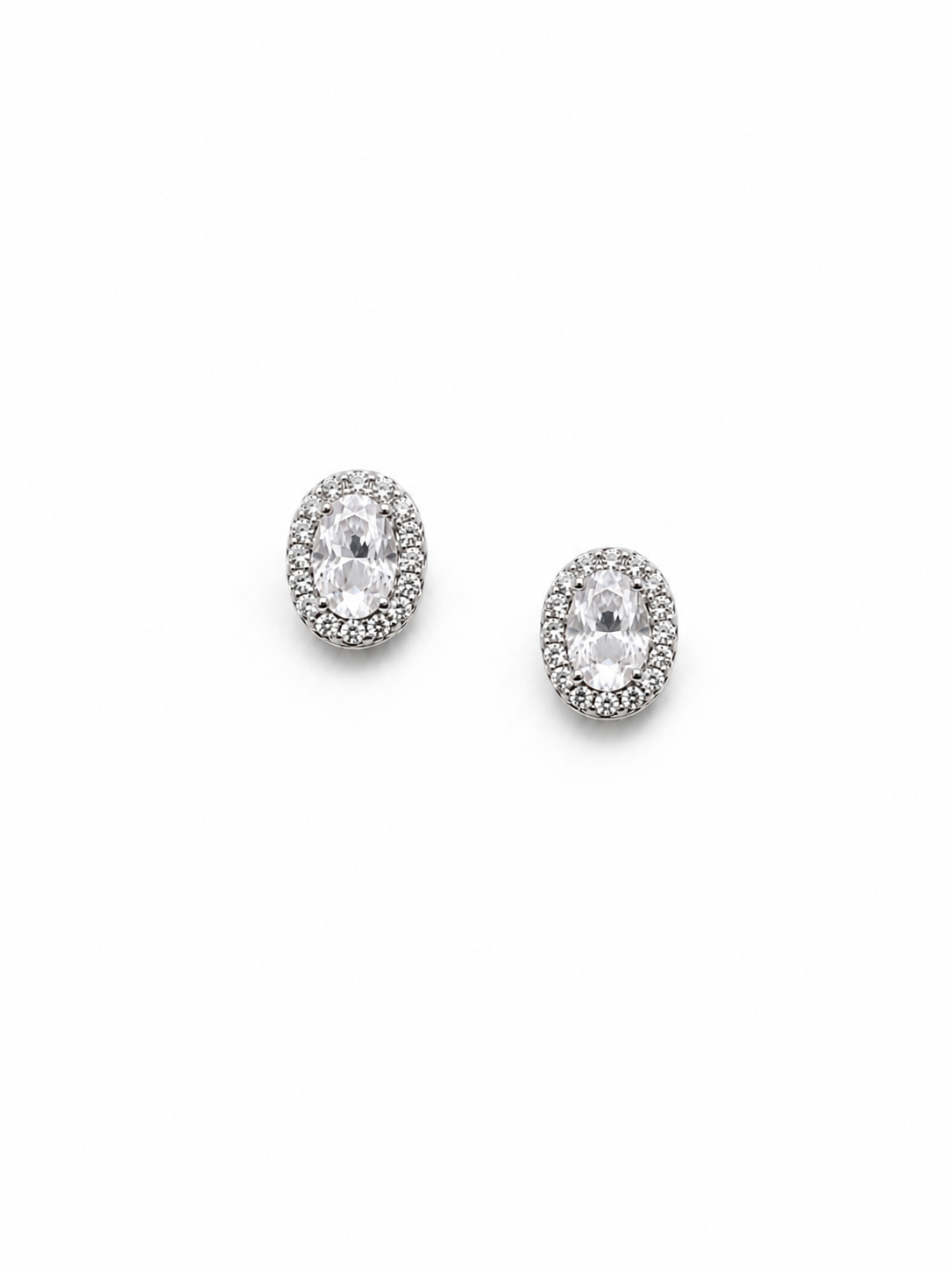 Classic Petite Oval Halo Stud Earrings | Premium Zirconia Oval Earrings