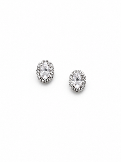 Classic Petite Oval Halo Stud Earrings | Premium Zirconia Oval Earrings