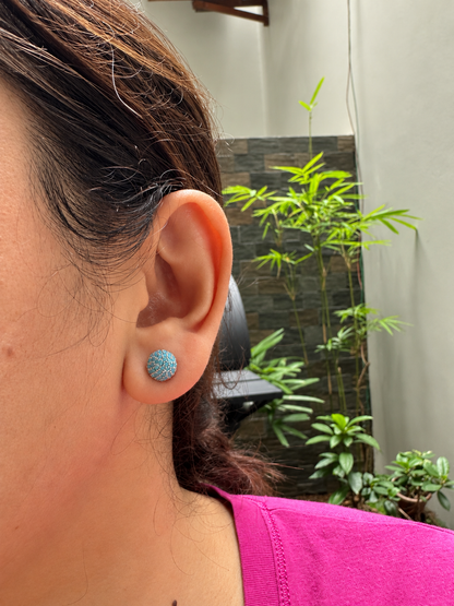 Micro-Pavé Turquoise Bead Sphere Stud Earrings