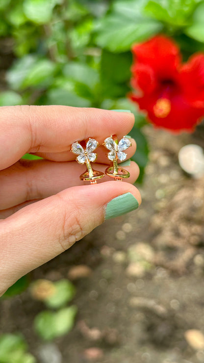 Elegant Gold-Coated Butterfly Earrings with Omega Back Lock