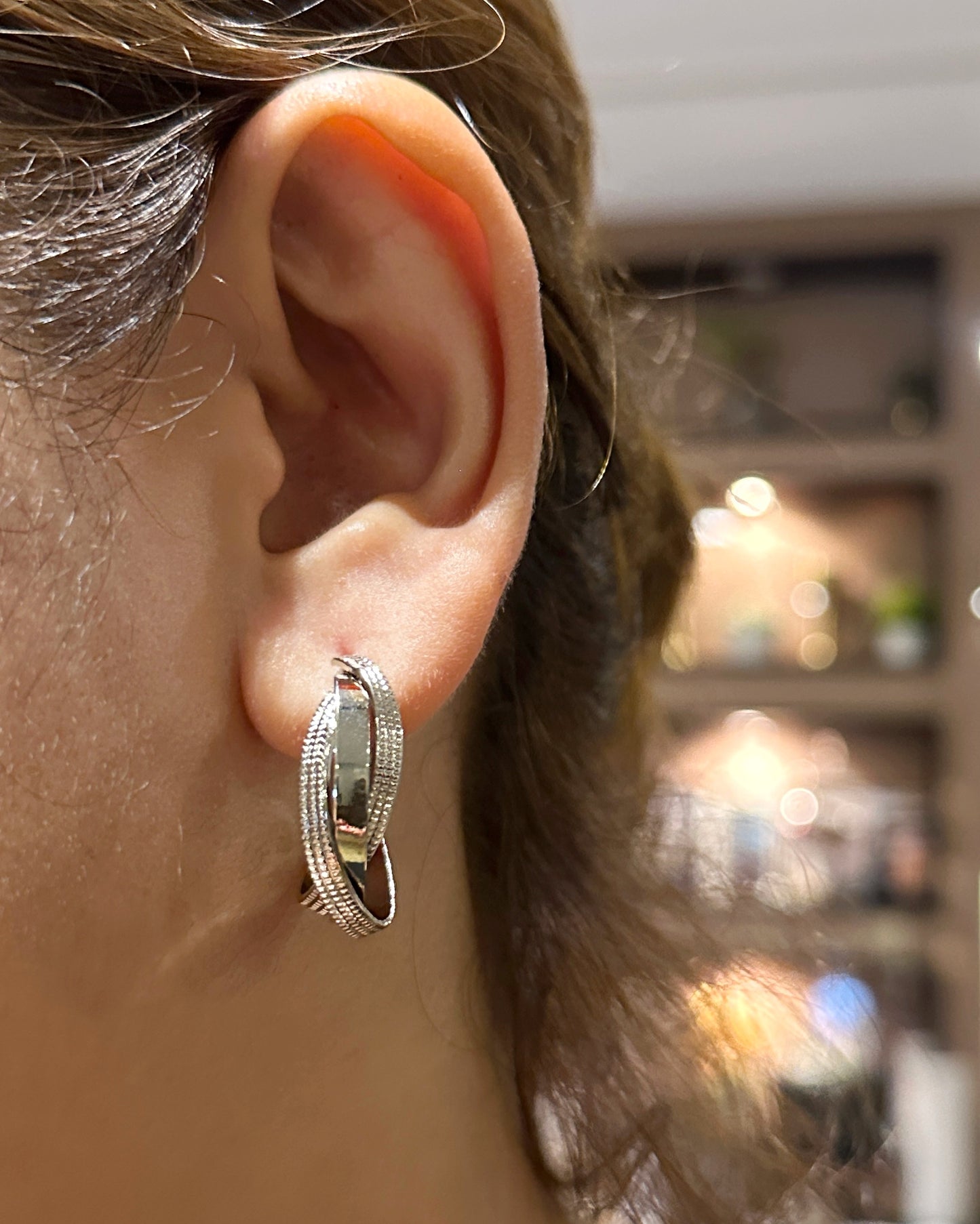 Twist Weave Hoop Earrings – 18K White Gold Dipped