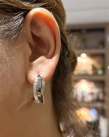 Twist Weave Hoop Earrings in 18K White Gold Dipped | 20mm