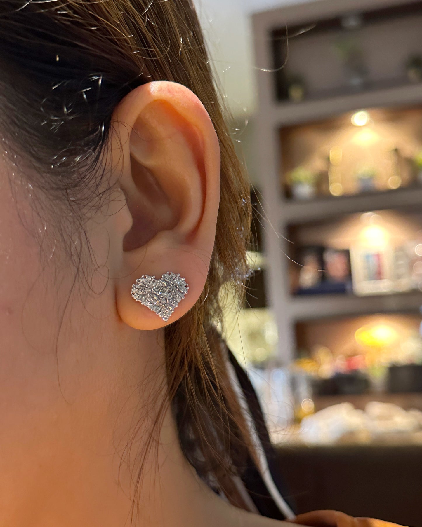 Twinkle Heart Pavé Stud Earrings