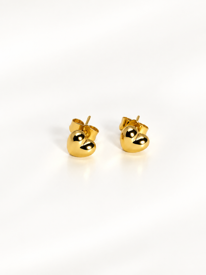 Petite Bubble Heart Stud Earrings in 18K Gold-Plated Stainless Steel