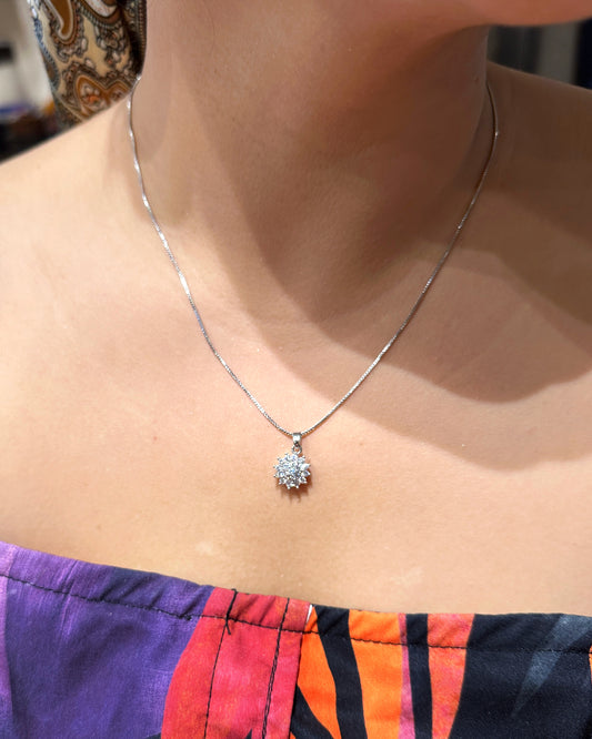 Classic Rosy Zirconia Pendant Necklace – 14K White Gold Dipped