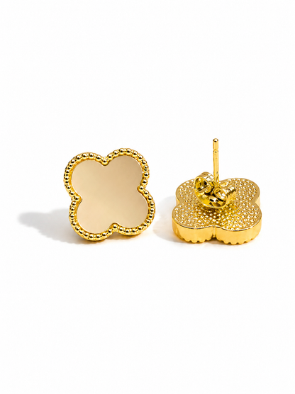 The Fleur de Nacre Stud Earrings in Gold Tone