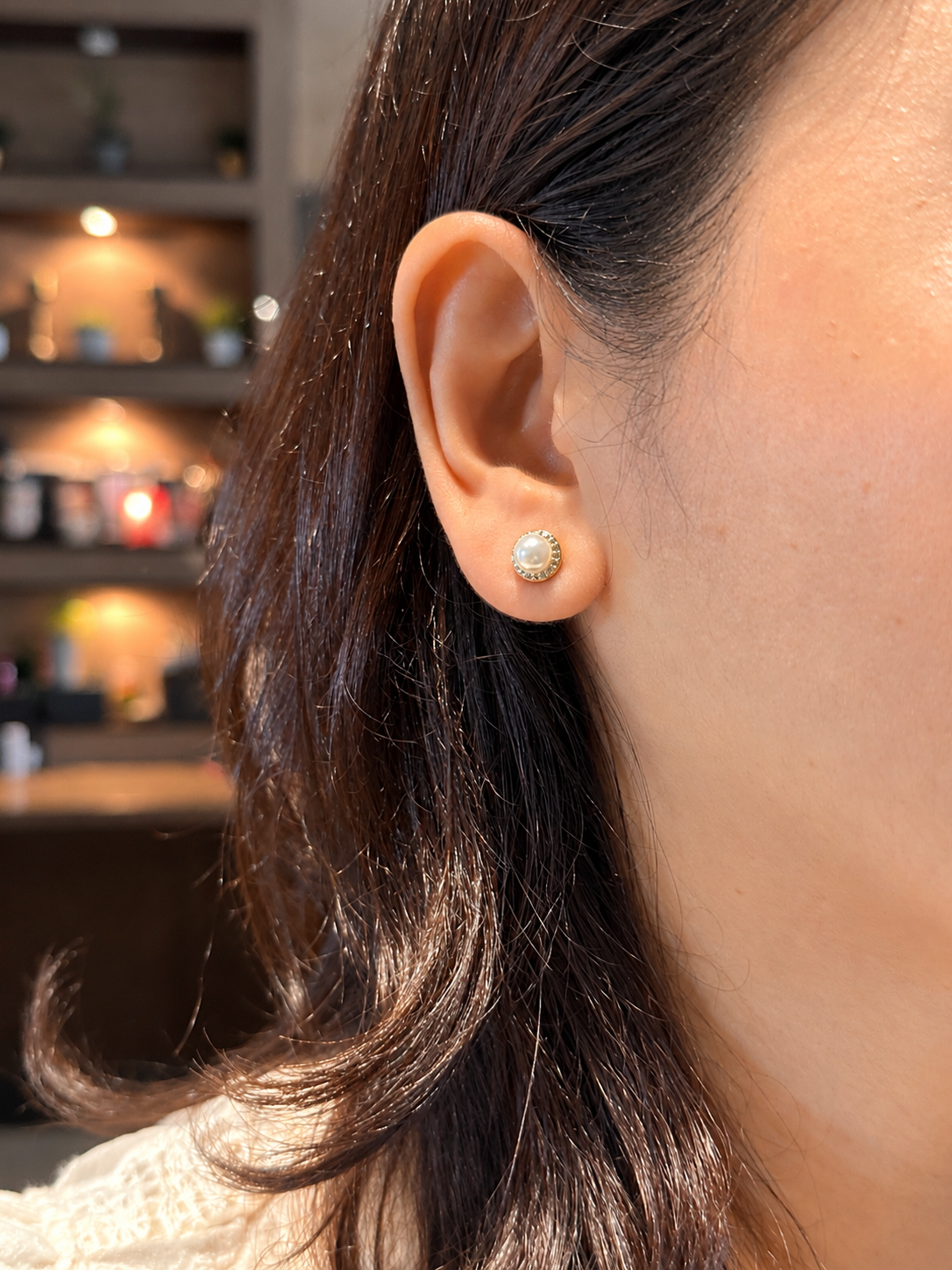 Pavé Halo Pearl Stud Earrings in 14K Gold Tone