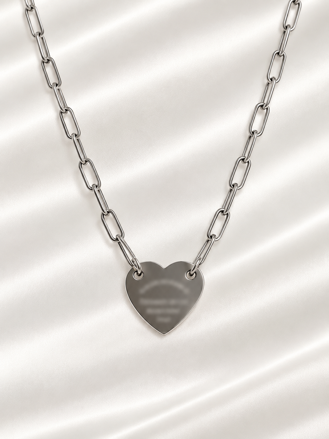 Classic Heart Tag Pendant Necklace | Stainless Steel Heart Charm Necklace