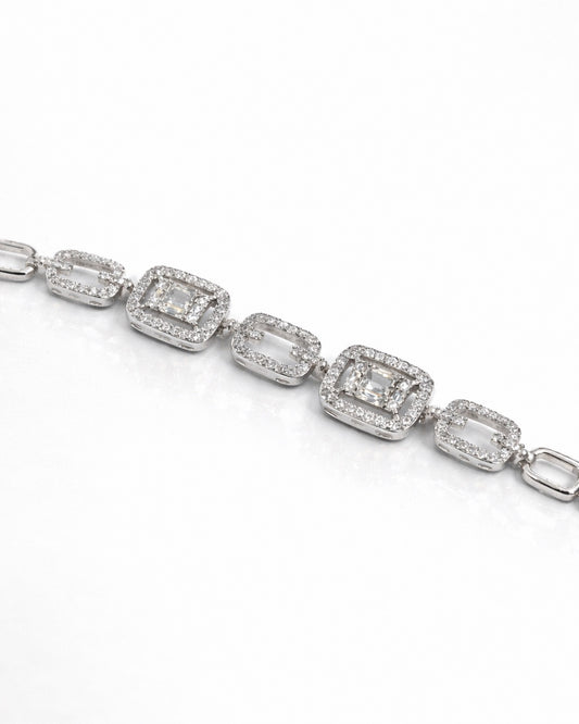 The Prism Link Tennis Bracelet in 14K White Gold Tone