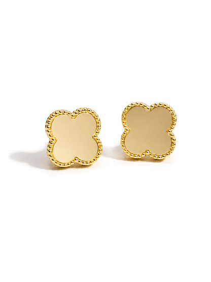 The Fleur de Nacre Stud Earrings in Gold Tone
