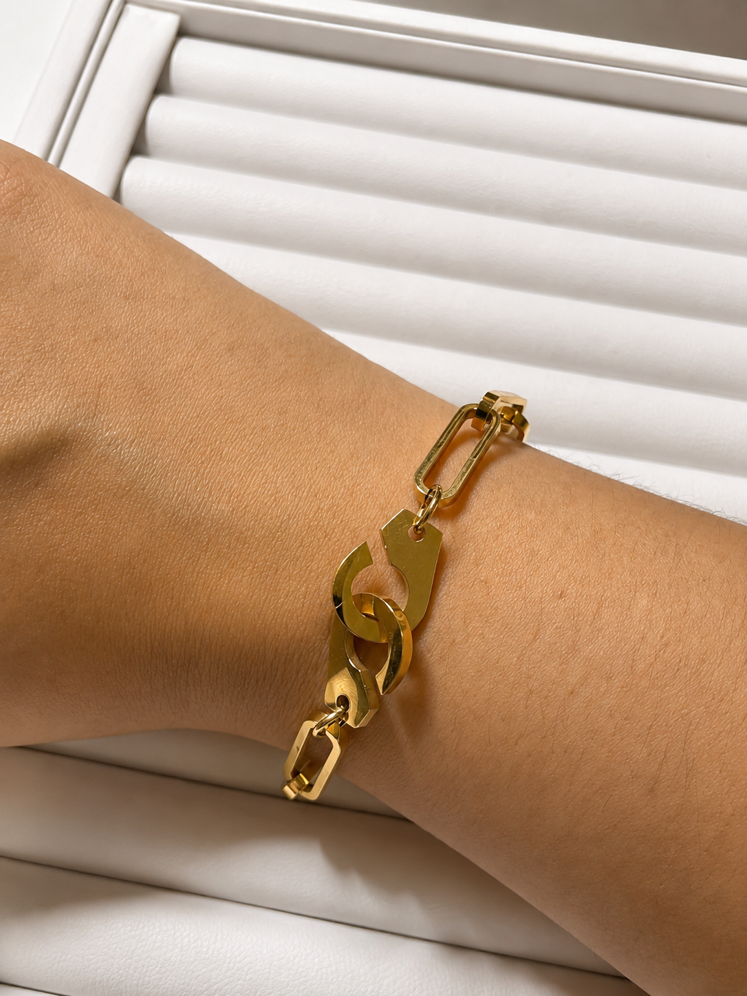 Classic Paperclip Link Bracelet with Toggle Clasp | Gold Stainless Steel