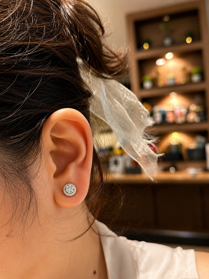 Classic Pavé Cluster Stud Earrings | Premium Zirconia Round Stud Earrings