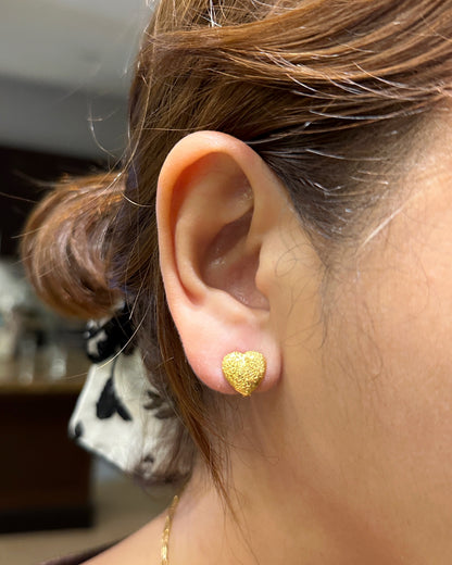Frosted Heart Huggie Earrings – 18K Gold Dipped