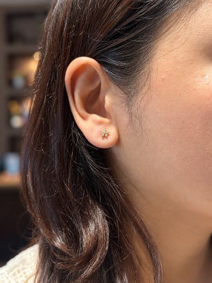 Dainty Blossom Marquise Zirconia Stud Earrings in 14K Gold Tone