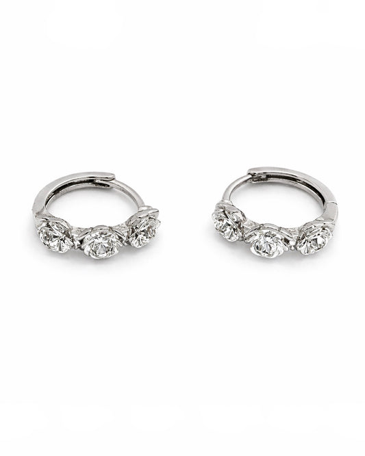 Rosette Hoop Earrings – 18K White Gold Dipped