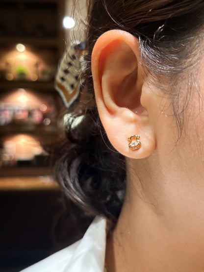 Charming Monkey Stud Earrings with Marquise Zirconia Stones