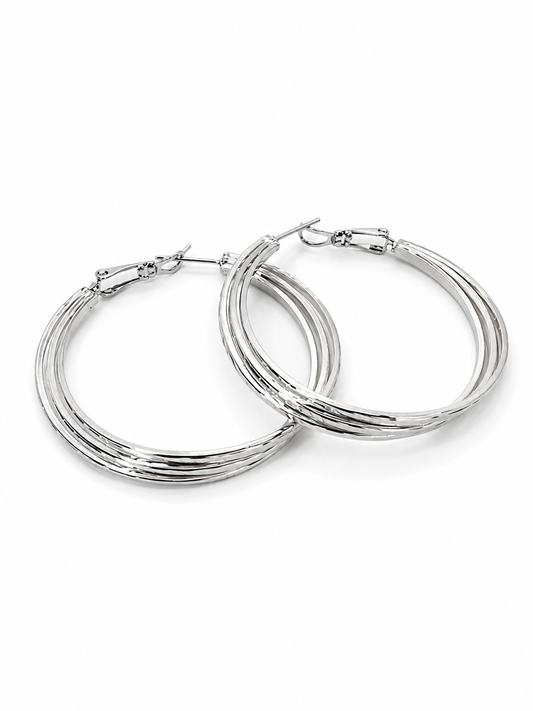 The Intreccio Hoops in White Gold Tone
