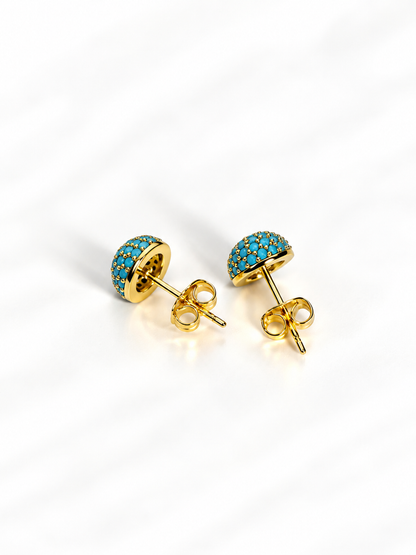 Micro-Pavé Turquoise Bead Sphere Stud Earrings