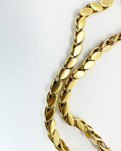 18K gold-dipped stainless steel marquise chain necklace close-up