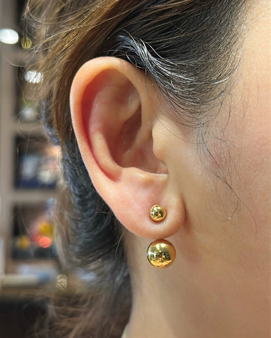 Double Sphere Front-Back Earrings – Gold Stainless Steel