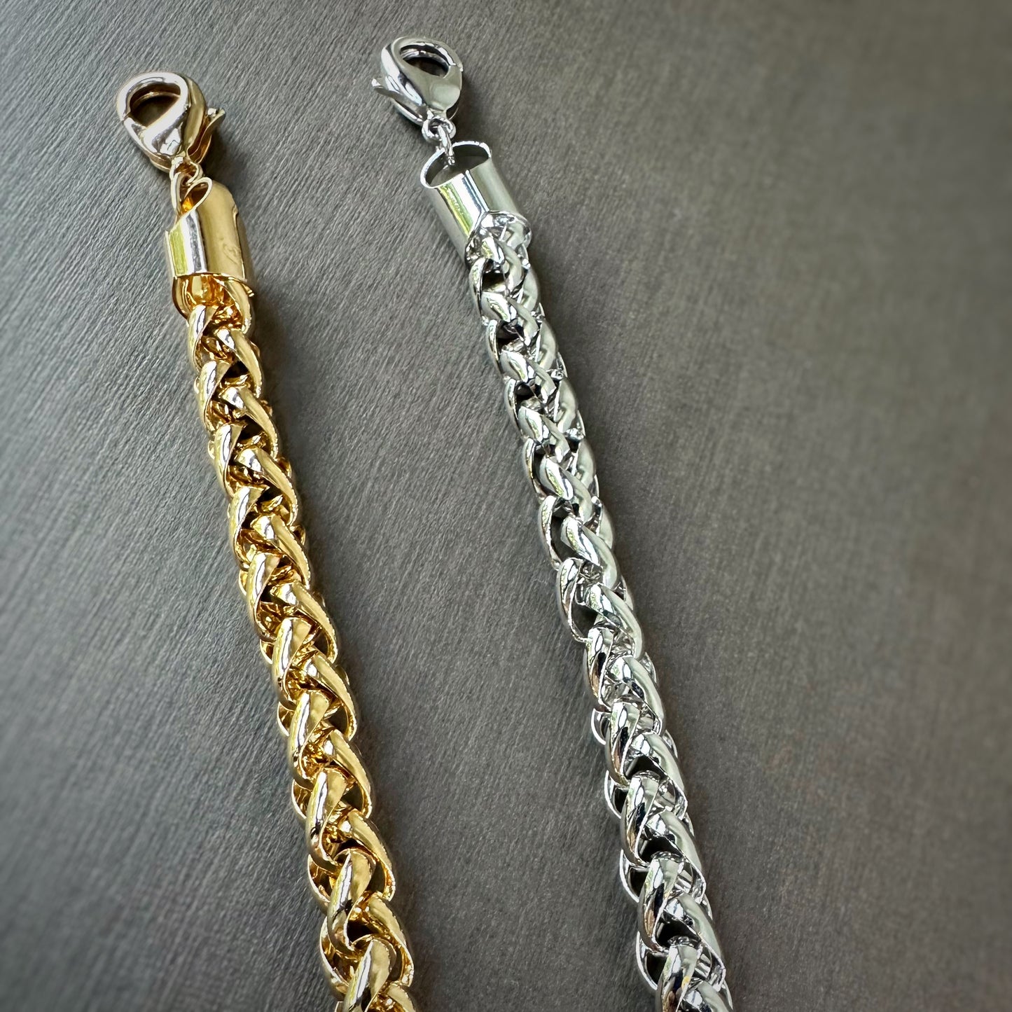 Chunky Woven Chain Bracelet in Whitegold Tone