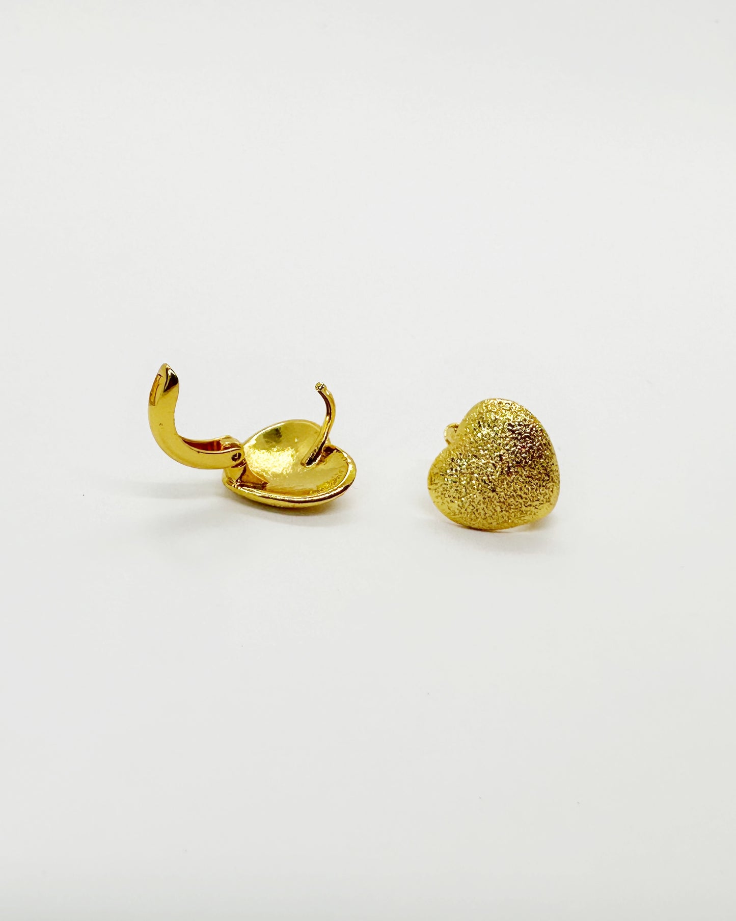 Frosted Heart Huggie Earrings – 18K Gold Dipped