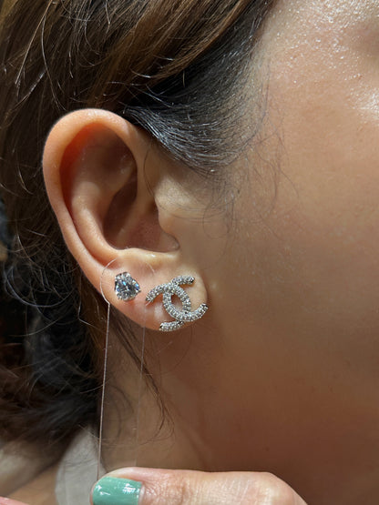 Pavé Entrelacé Stud Earrings in White Gold Tone