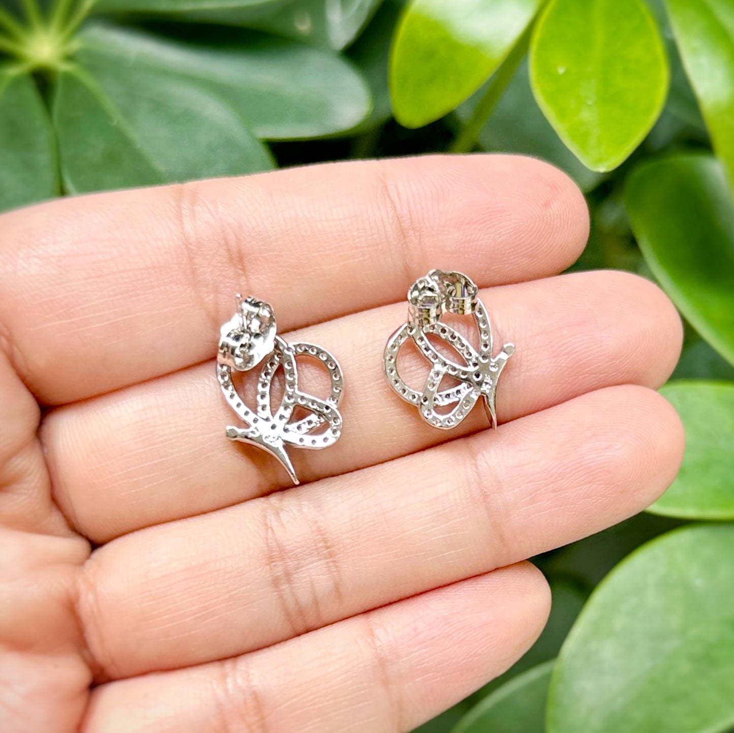 Delicate Butterfly CZ Stud Earrings