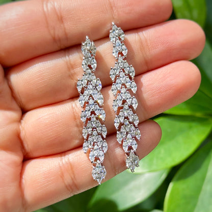 Leaf Cascade Zirconia Drop Earrings