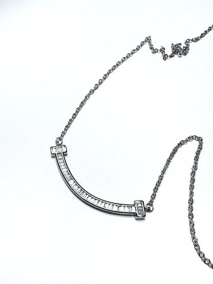 Curved Baguette Bar Necklace