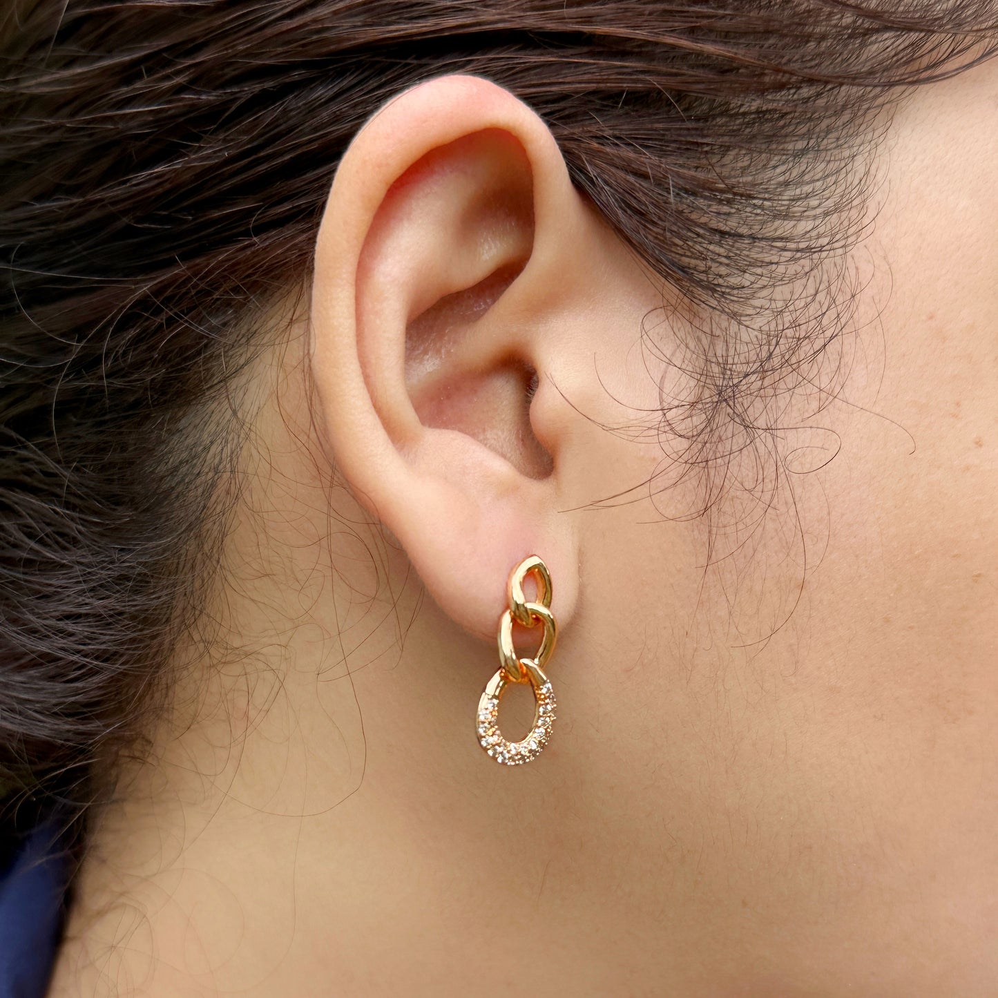 Luxe Golden Link Sparkle Earrings