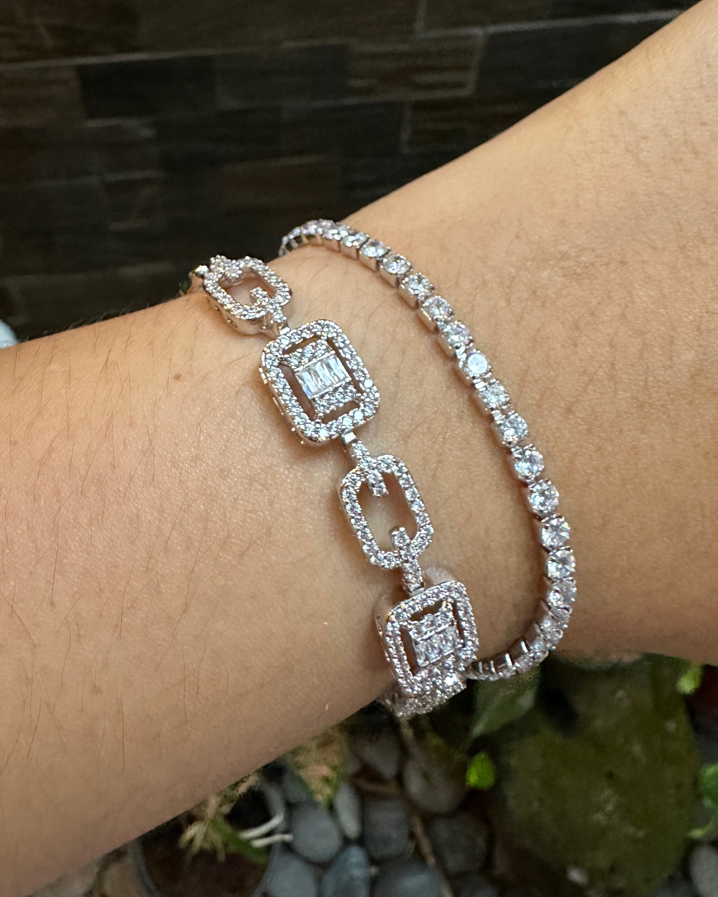 The Prism Link Tennis Bracelet in 14K White Gold Tone
