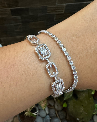 The Prism Link Tennis Bracelet in 14K White Gold Tone