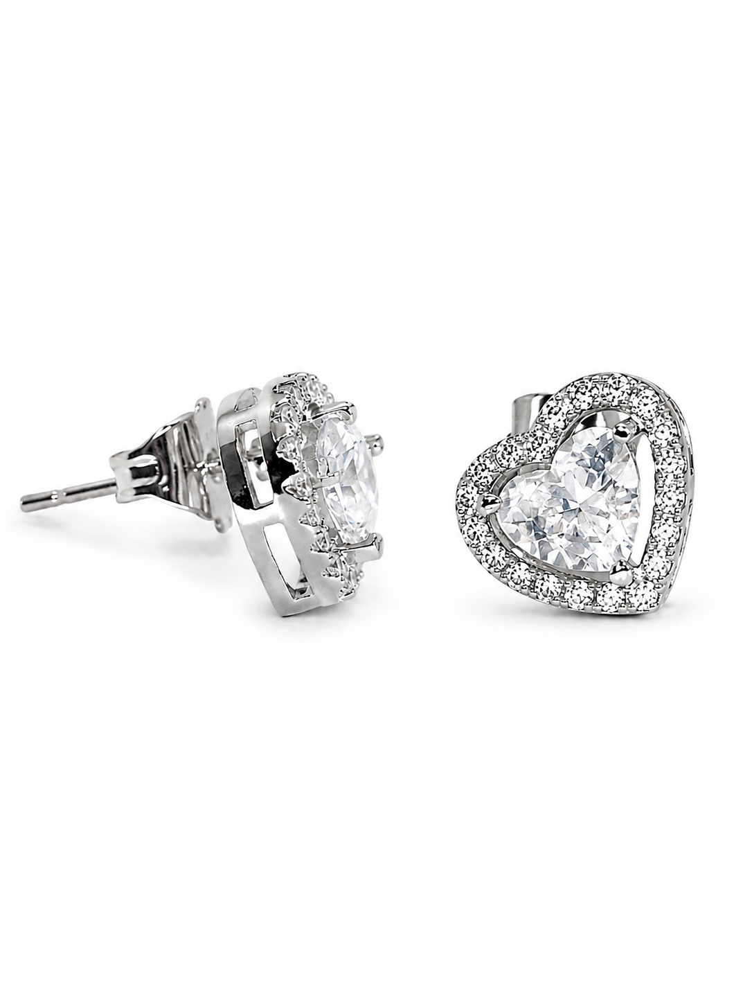 Classic Heart Halo Stud Earrings | Premium Zirconia Heart Earrings