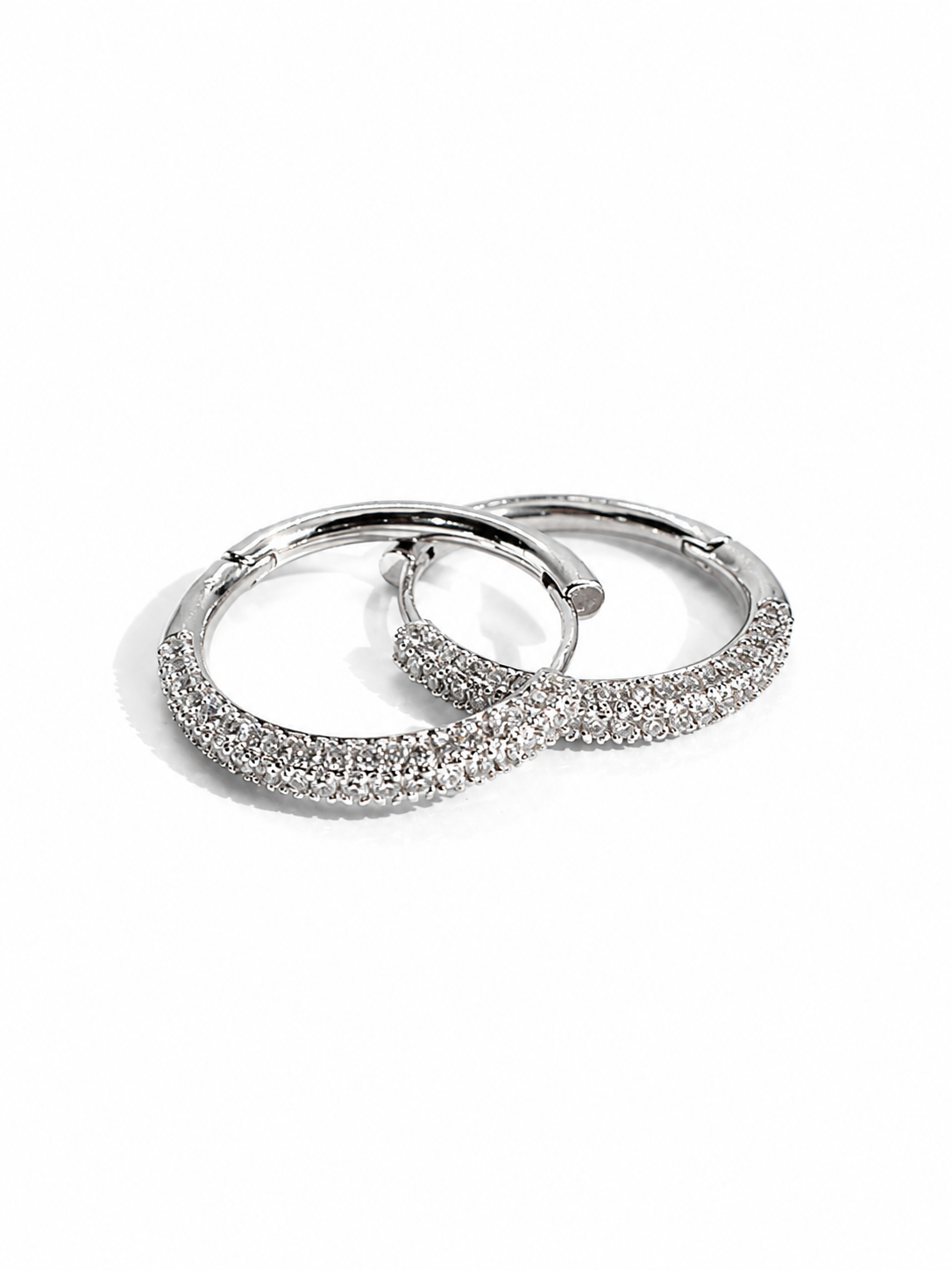 The Pavé Cerchio Hoops in White Gold Tone