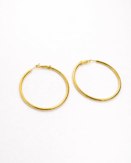 classic thin gold hoop earrings stainless steel non tarnish leverback closure jewelry