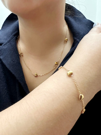 Floating Hearts Necklace & Bracelet Set