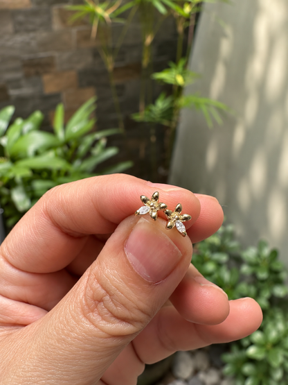 Dainty Blossom Marquise Zirconia Stud Earrings in 14K Gold Tone