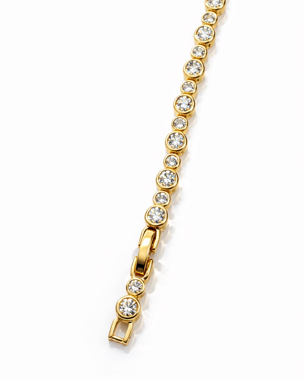 The Staccato Link Bezel Tennis Bracelet in 14K Gold Tone | Premium-grade Zirconia