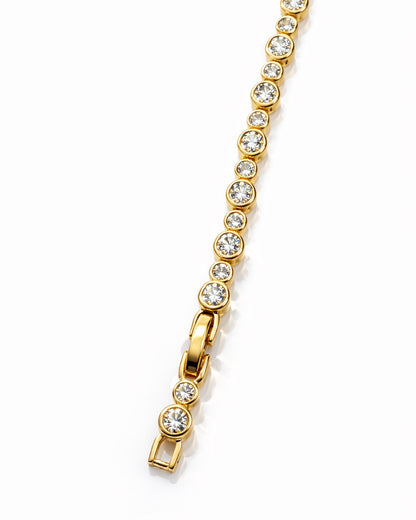 The Staccato Link Bezel Tennis Bracelet in 14K Gold Tone | Premium-grade Zirconia