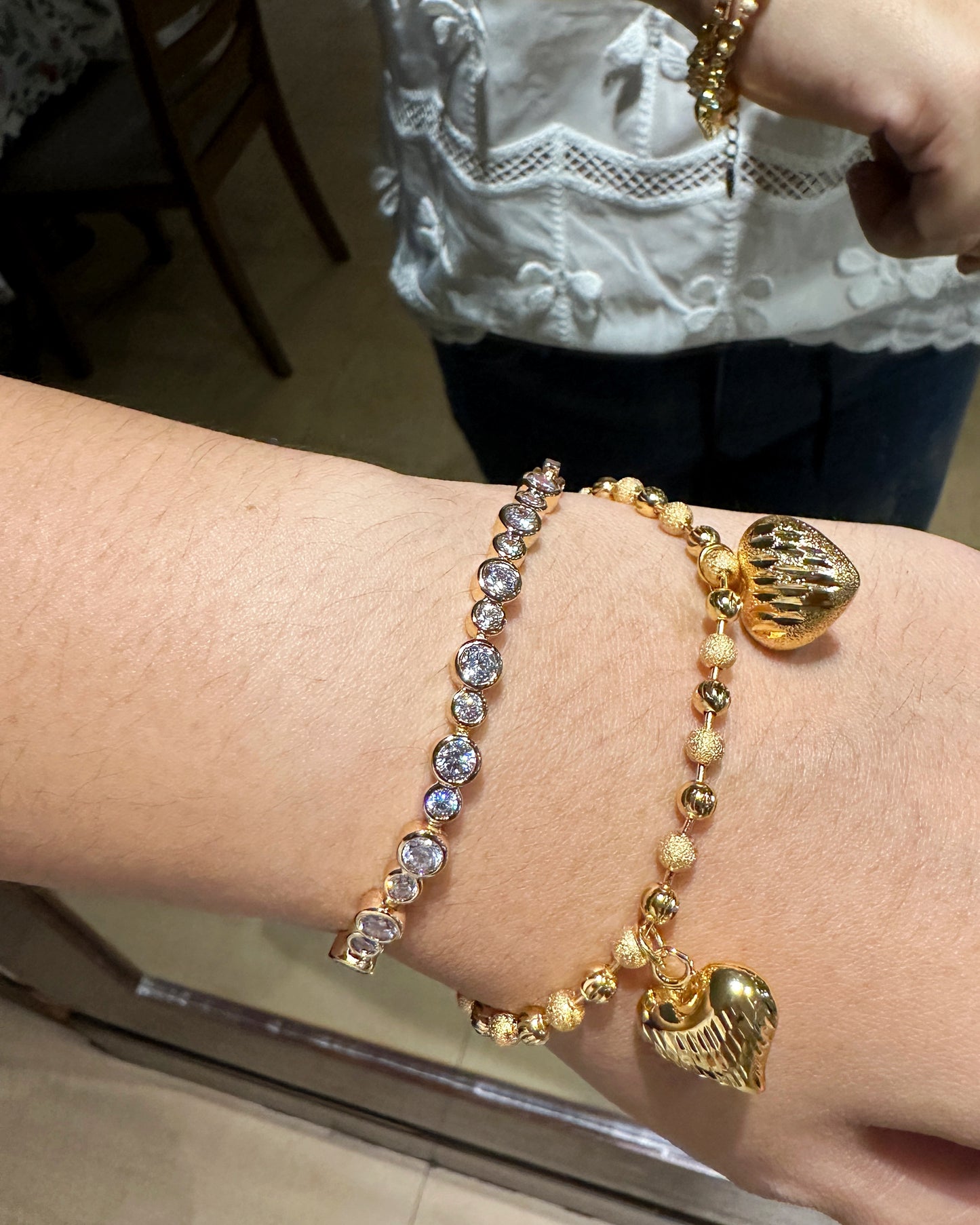 The Staccato Link Bezel Tennis Bracelet in 14K Gold Tone | Premium-grade Zirconia