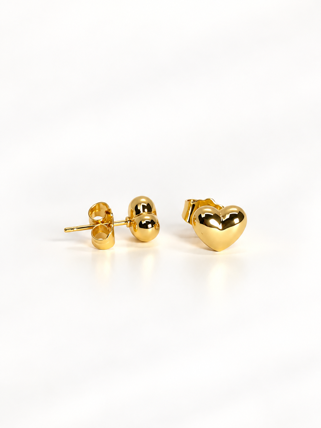 Petite Bubble Heart Stud Earrings in 18K Gold-Plated Stainless Steel