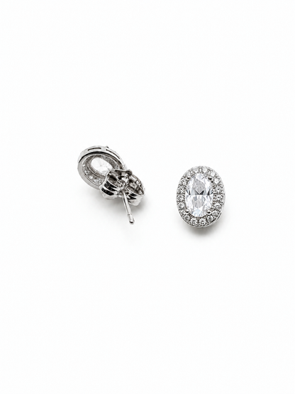 Classic Petite Oval Halo Stud Earrings | Premium Zirconia Oval Earrings