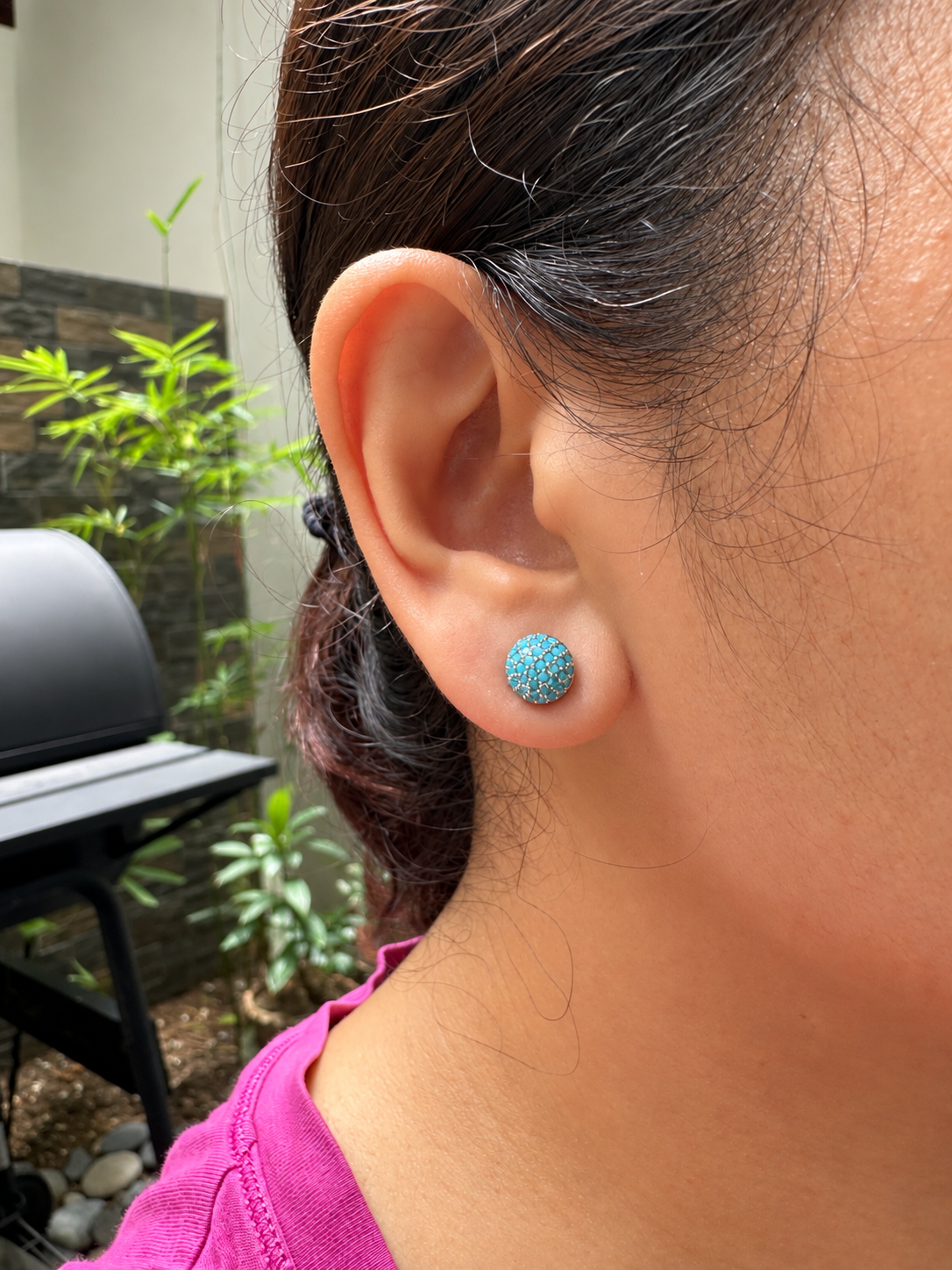 Micro-Pavé Turquoise Bead Sphere Stud Earrings